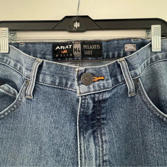 Ariat REBAR M4 relaxed fit boot cut jeans denim 36/30 blue office street comfort - Picture 4 of 5